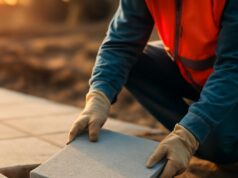 Устройство дороги из дорожных плит