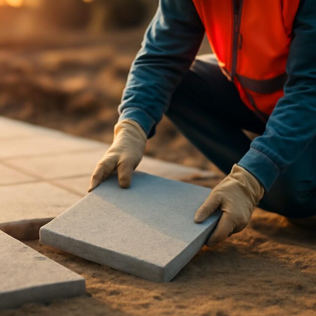 Устройство дороги из дорожных плит